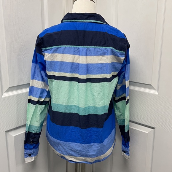 J Crew Striped Long Sleeve Cotton Blouse XL - Picture 2 of 9
